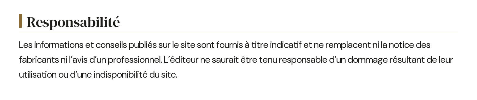Mentions légales - Responsabilité