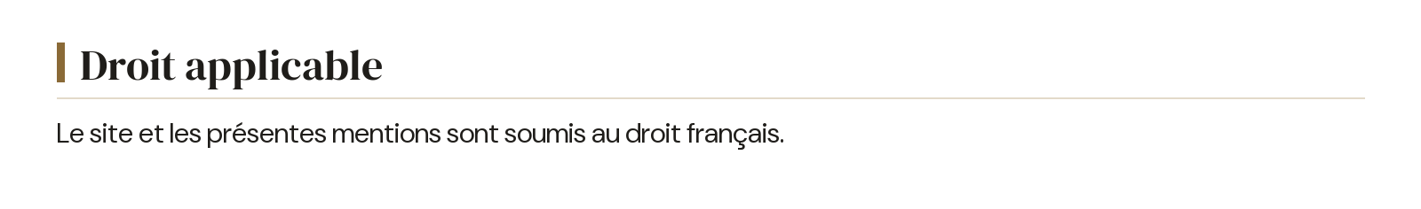 Mentions légales - Droit applicable