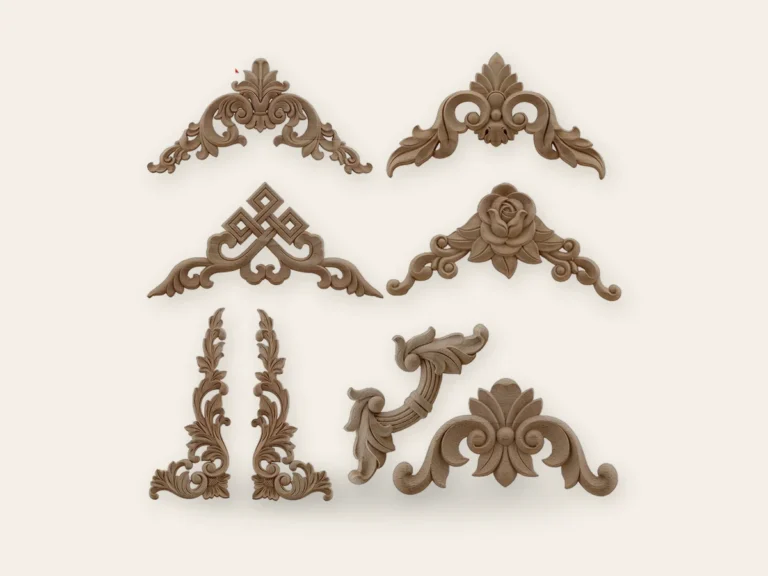 Ornements en bois sculpté à coller