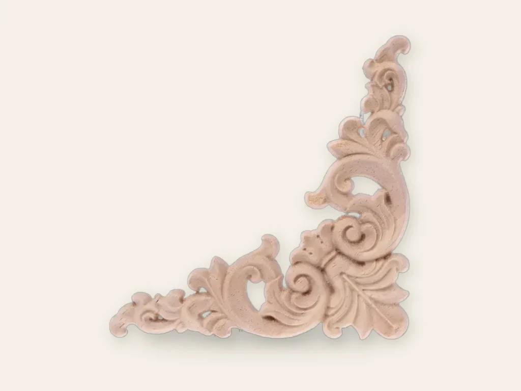 Ornements d’angle sculptés en bois, 12 x 12 cm