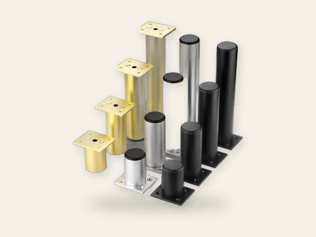 Pieds de meuble cylindriques en aluminium, 15 cm